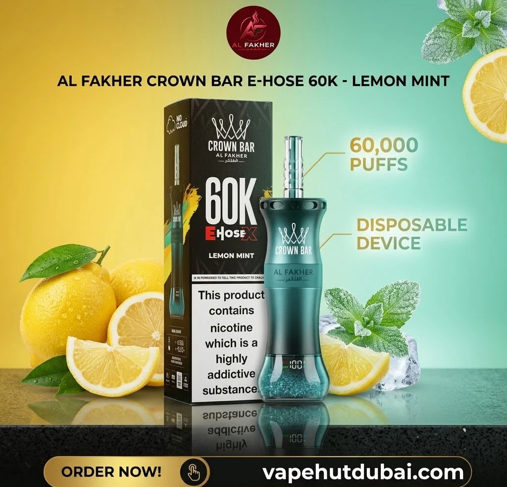 WhatsApp Image 2026-10-02 at 4.28.18 PM Al Fakher E Hose X 60000 Puffs Crown Bar Lemon Mint - Image 1