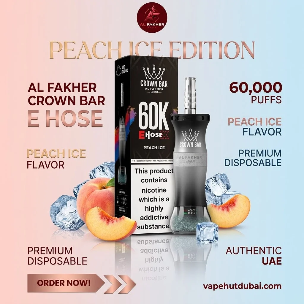 WhatsApp Image 2026-10-02 at 4.28.19 PM (1) Al Fakher E Hose X 60000 Puffs Crown Bar Peach Ice - Image 1