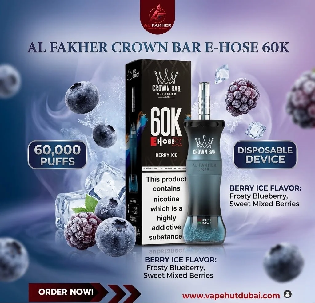 WhatsApp Image 2026-10-02 at 4.28.19 PM Al Fakher E Hose X 60000 Puffs Crown Bar Berry Ice - Image 1